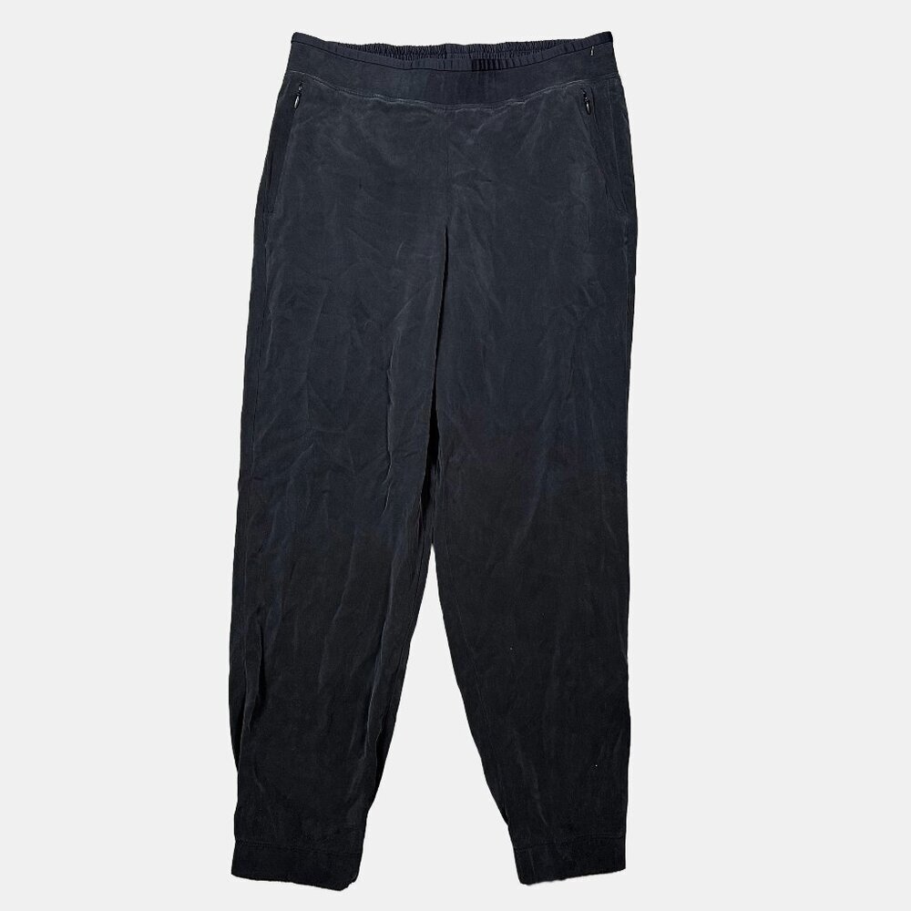 Kit + Ace Silk Easy Breezy Luxury Zip Pocket Black Jogger Pants Women's Size 8